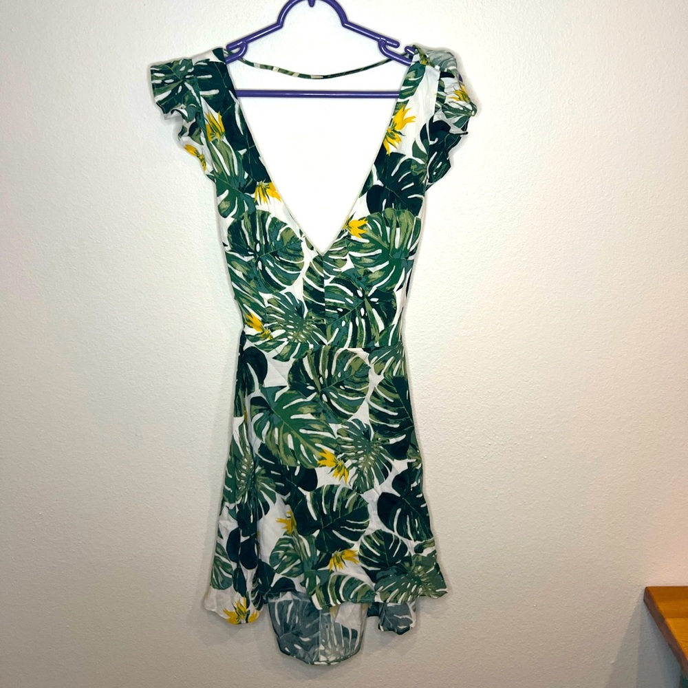 For Love And Lemons Green and Yellow Leaf Mini Dress 🍃🍃🍃